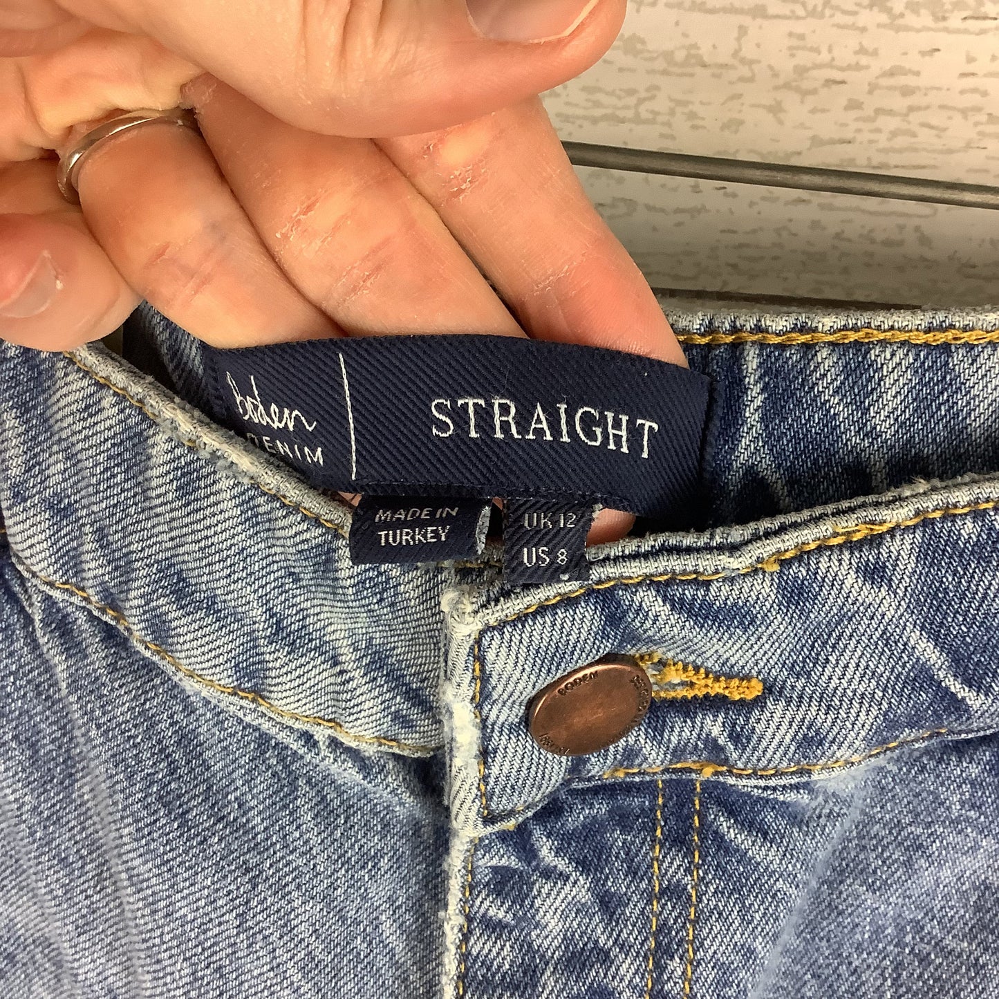 Jeans Straight By Boden In Blue Denim, Size: 8
