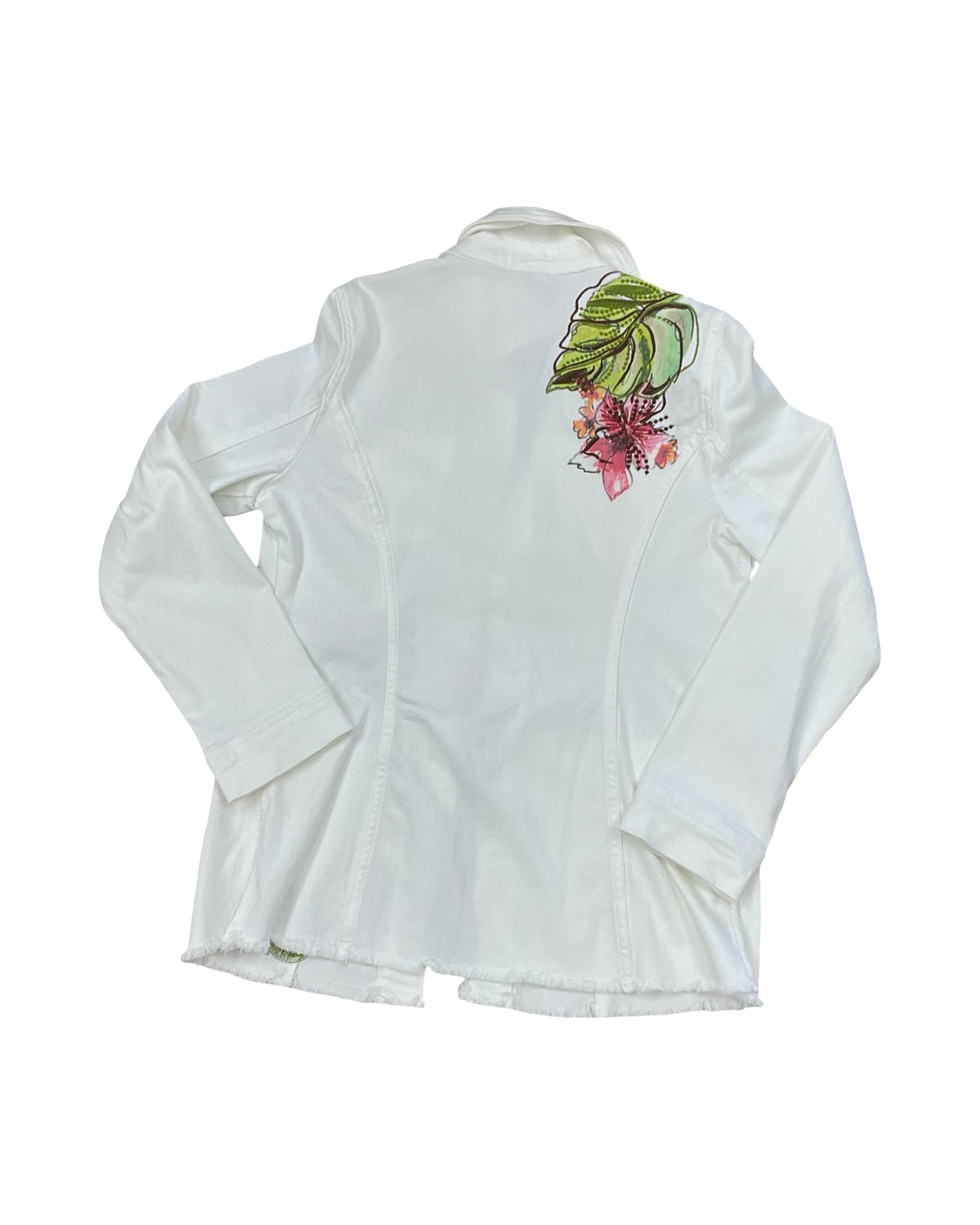 Jacket Denim By Chicos In White Denim, Size:S