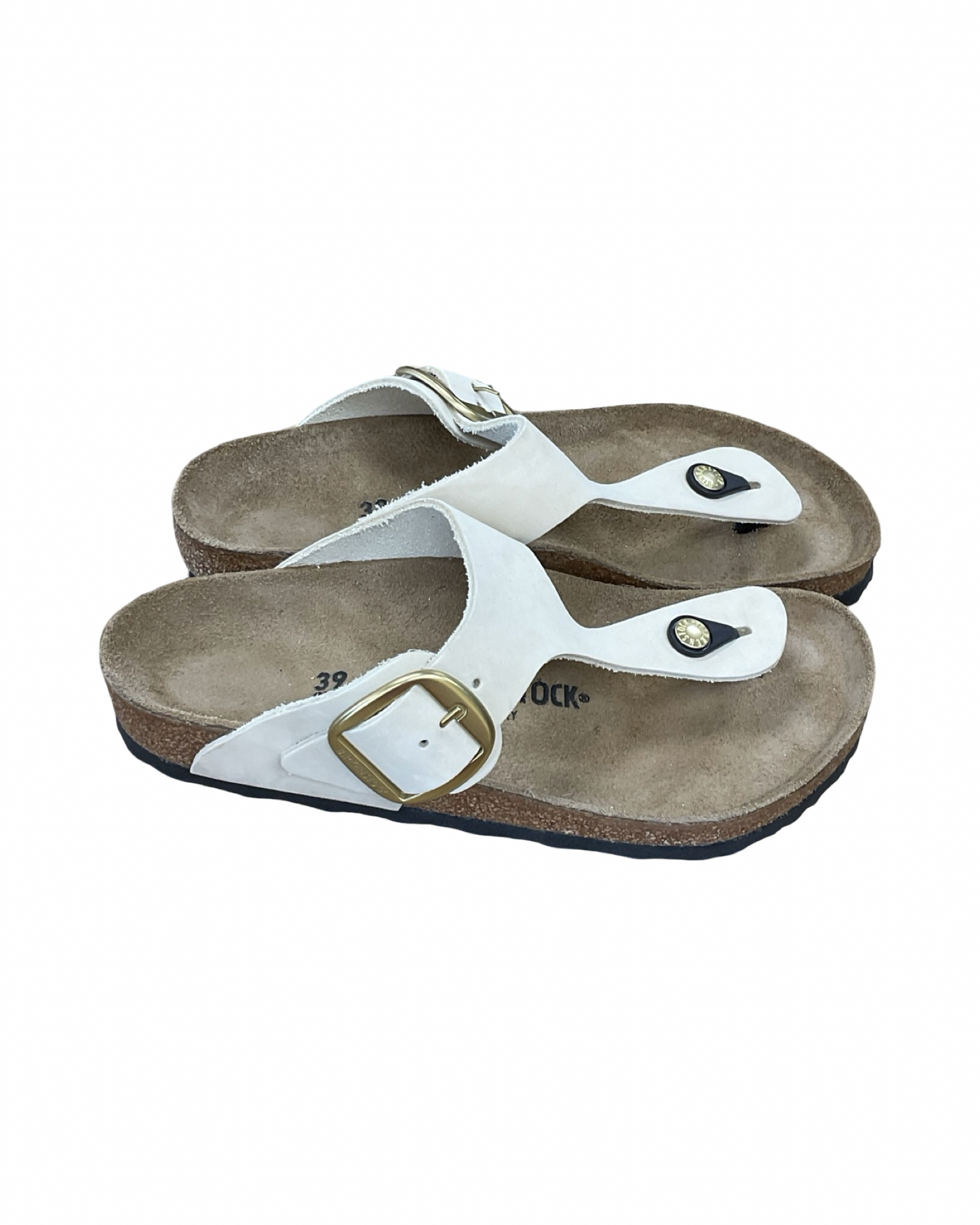 Sandals Flats By Birkenstock In Cream, Size:8