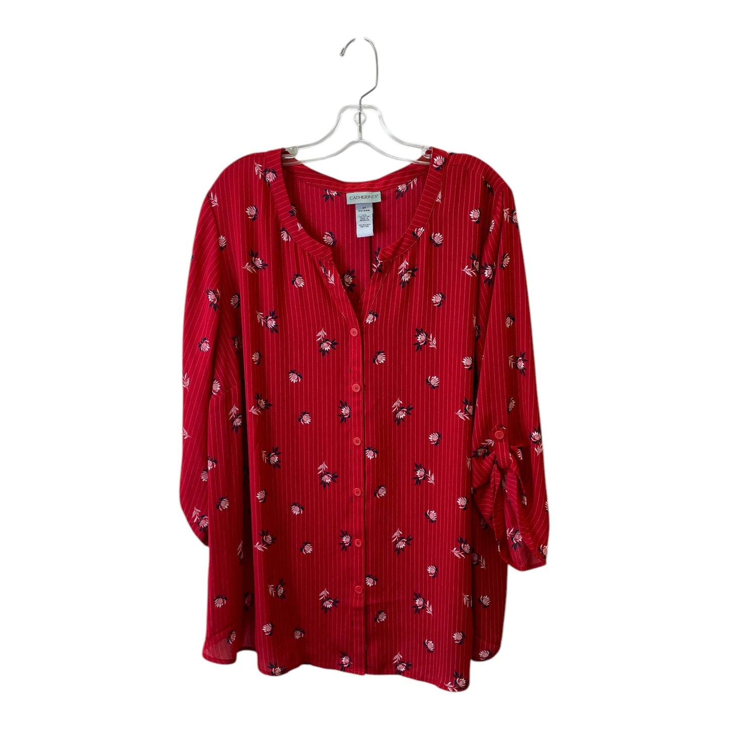 Top 3/4 Sleeve By Catherines In Red, Size:2X