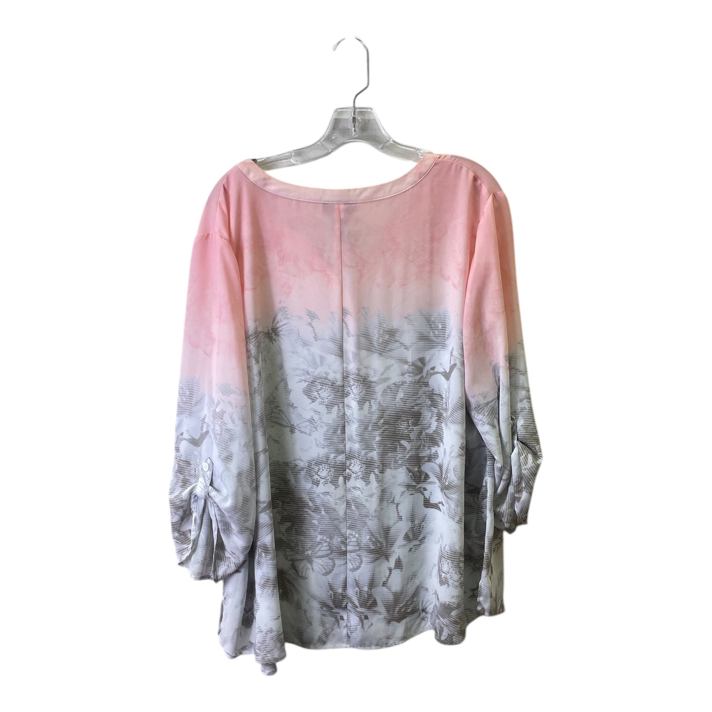 Top 3/4 Sleeve By Catherines In Pink & White, Size:2X