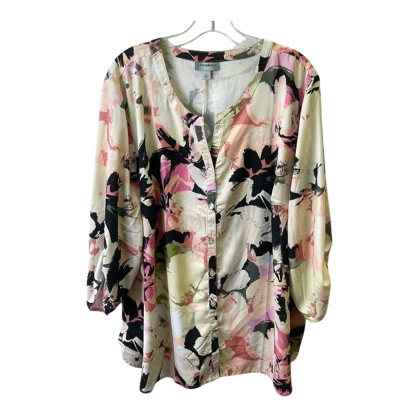 Top 3/4 Sleeve By Catherines In Peach, Size:2X