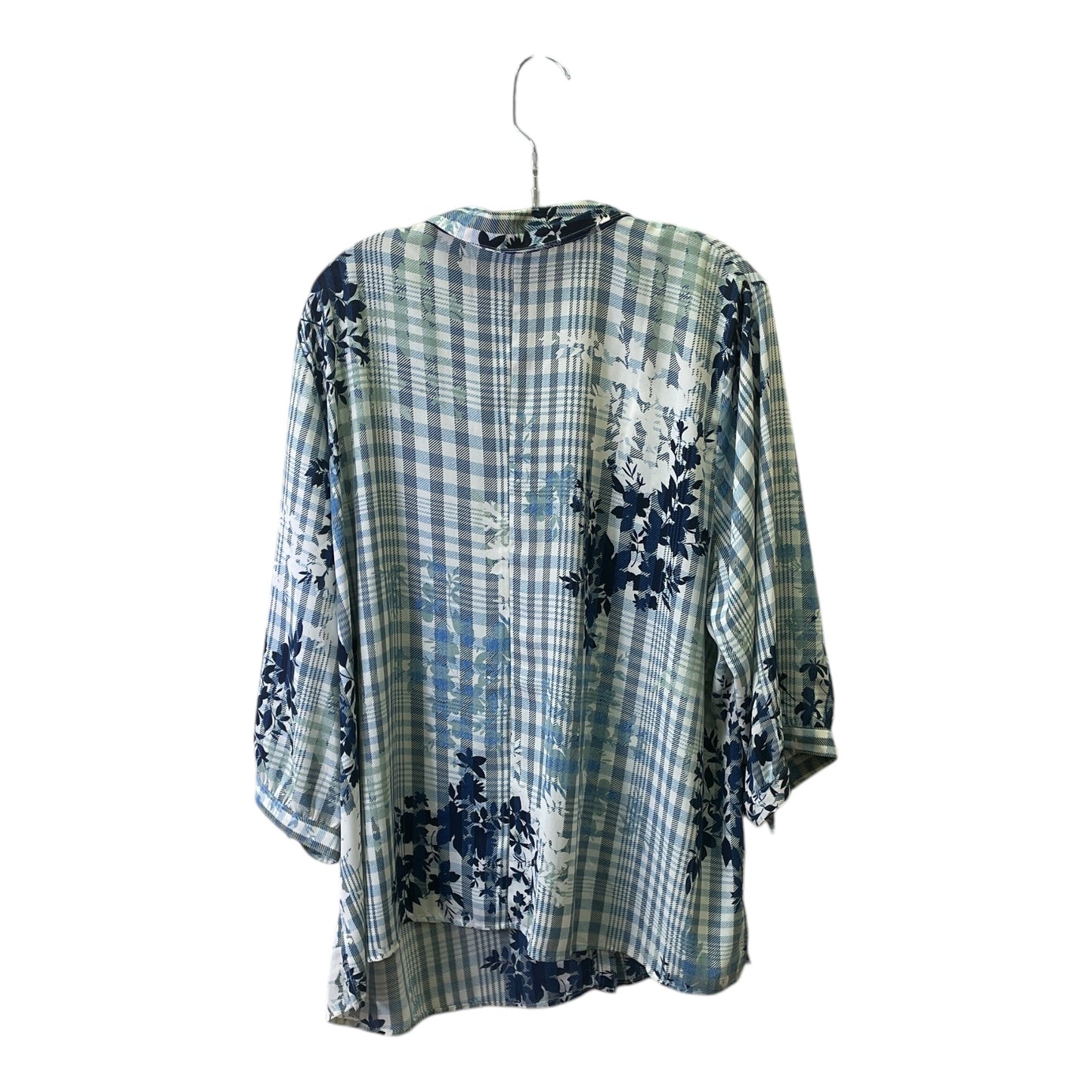 Top 3/4 Sleeve By Catherines In Blue & White, Size:2X