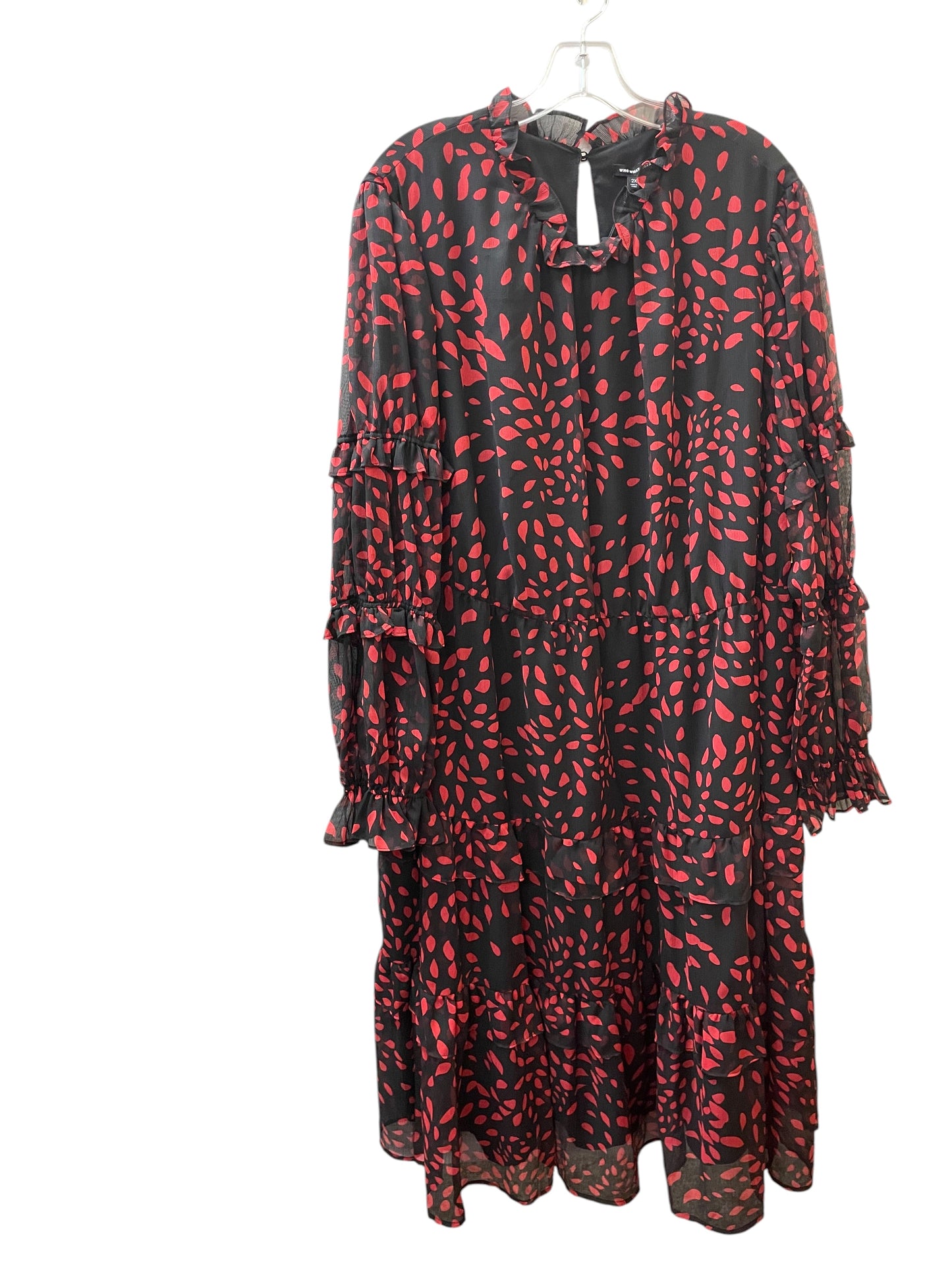 Dress Casual Maxi By Who What Wear In Black & Red, Size:2X