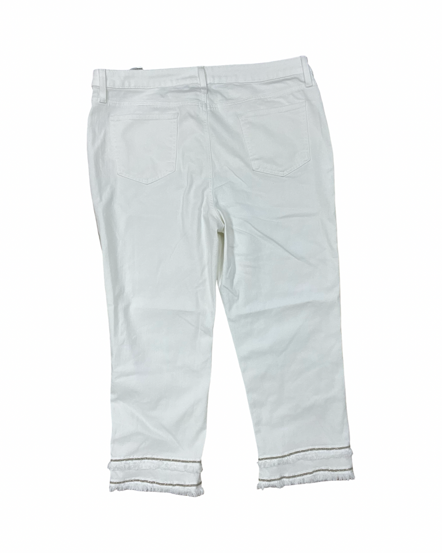 Jeans Cropped By Chicos In White Denim, Size:16