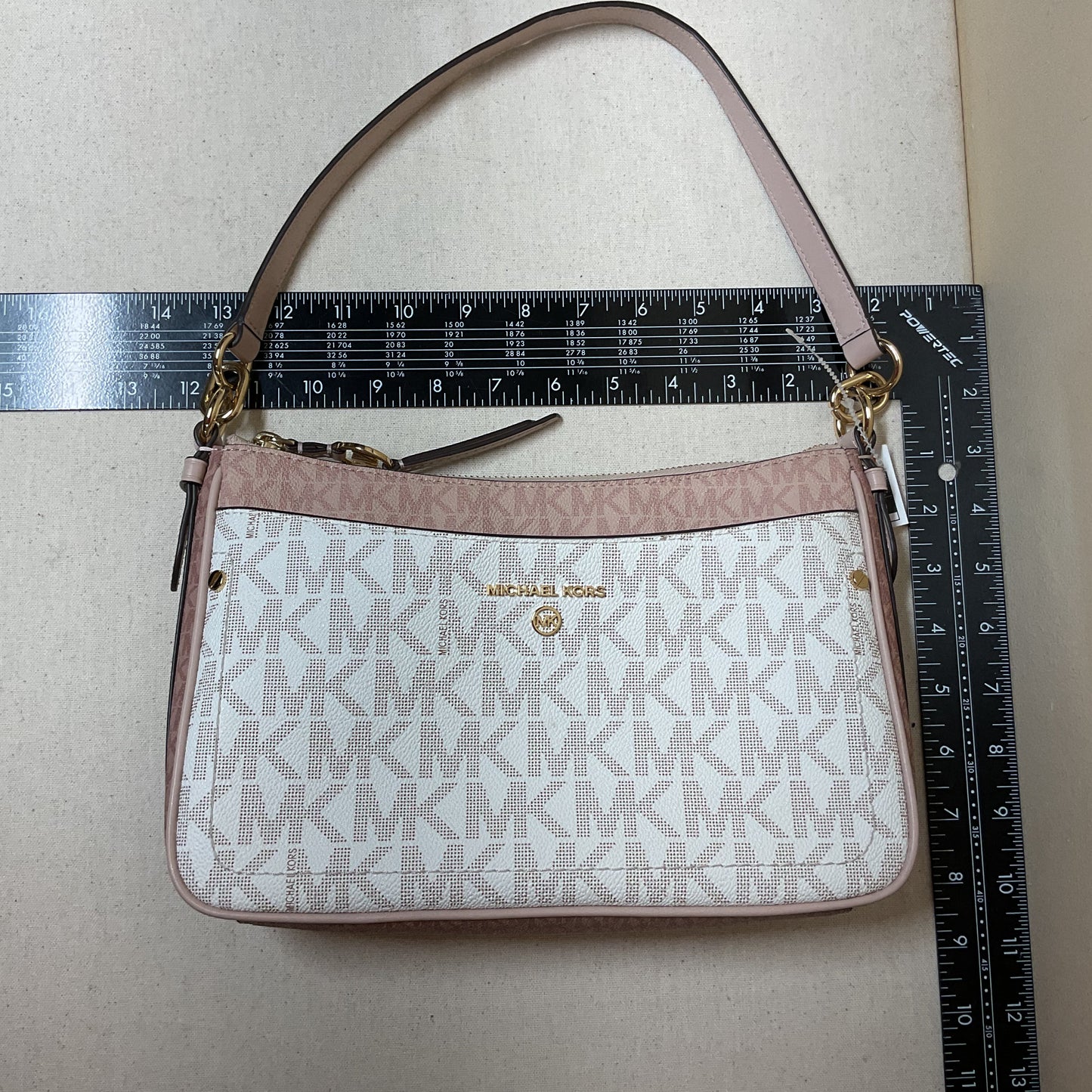 Handbag Designer By Michael Kors In Pink & White, Size:Medium