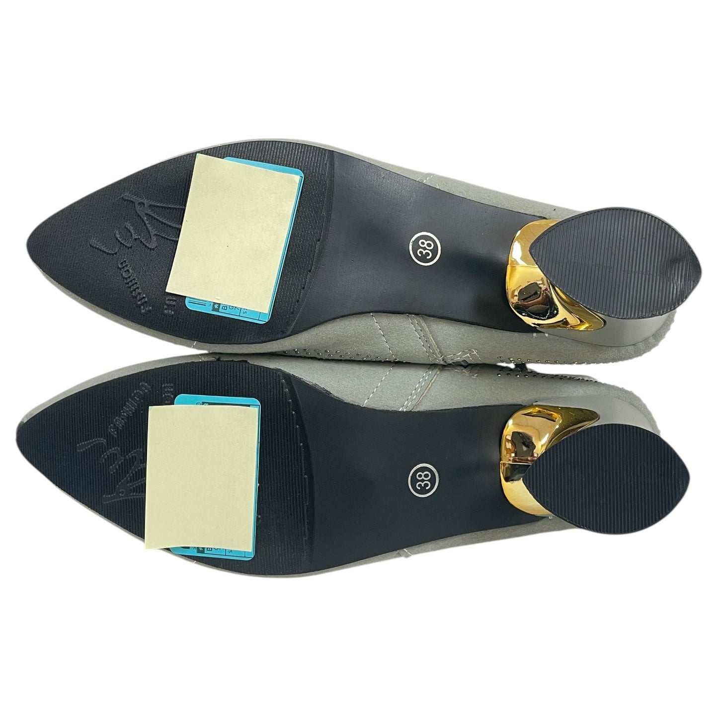 Boots Ankle Heels By Cme In Grey & Silver, Size:7.5