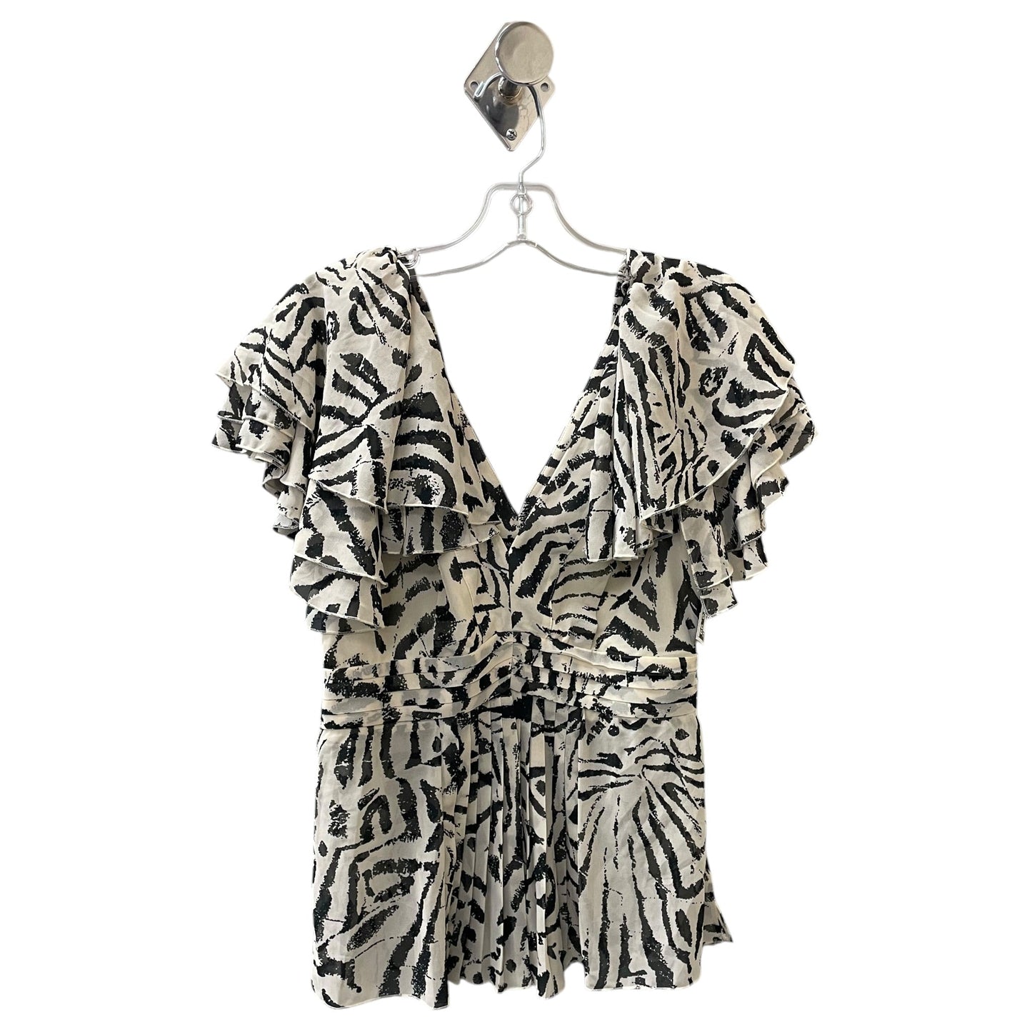 Top Sleeveless By Banana Republic In Black & Cream, Size:0