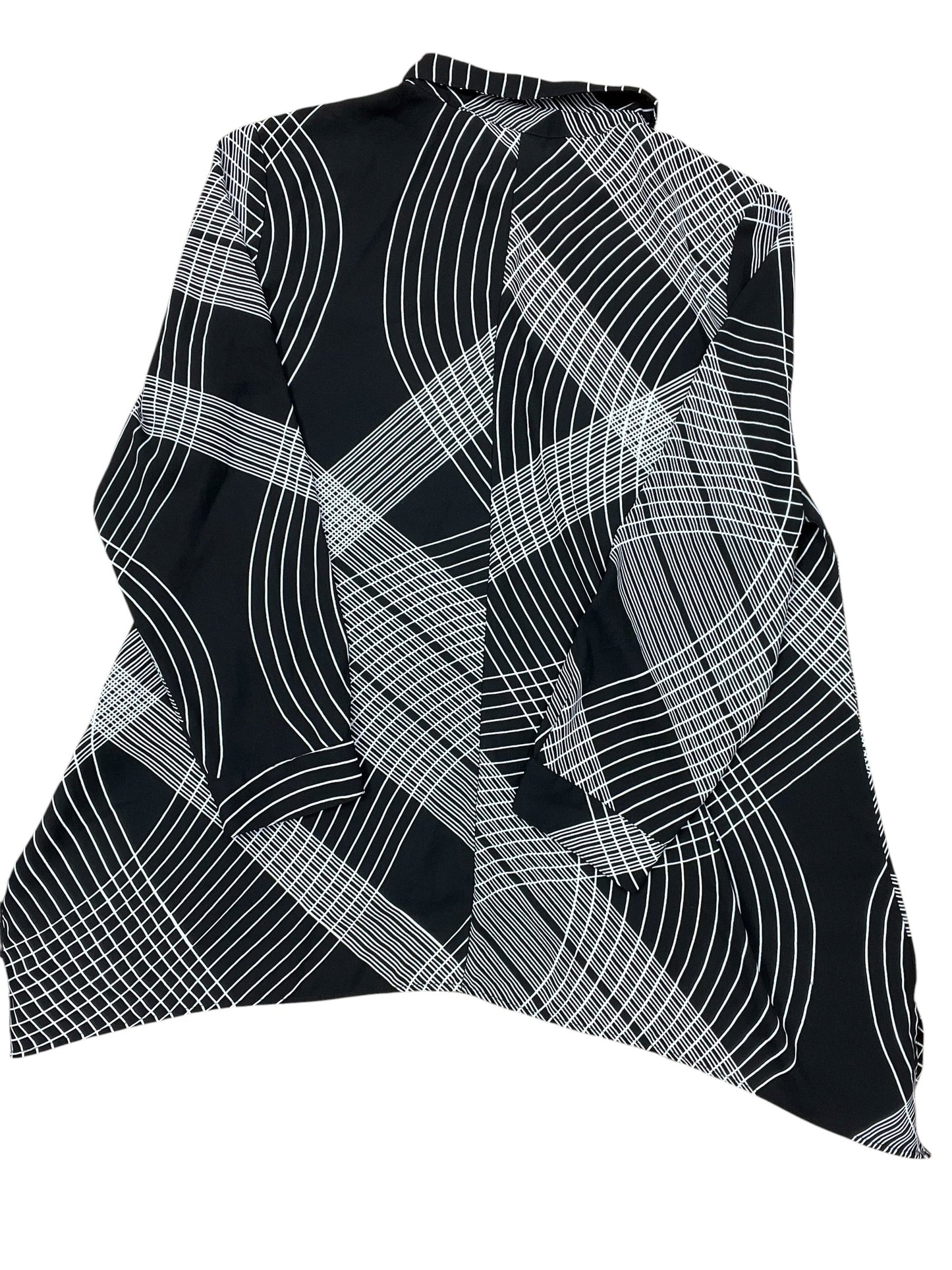 Blouse 3/4 Sleeve By Chicos In Black & White, Size:3X