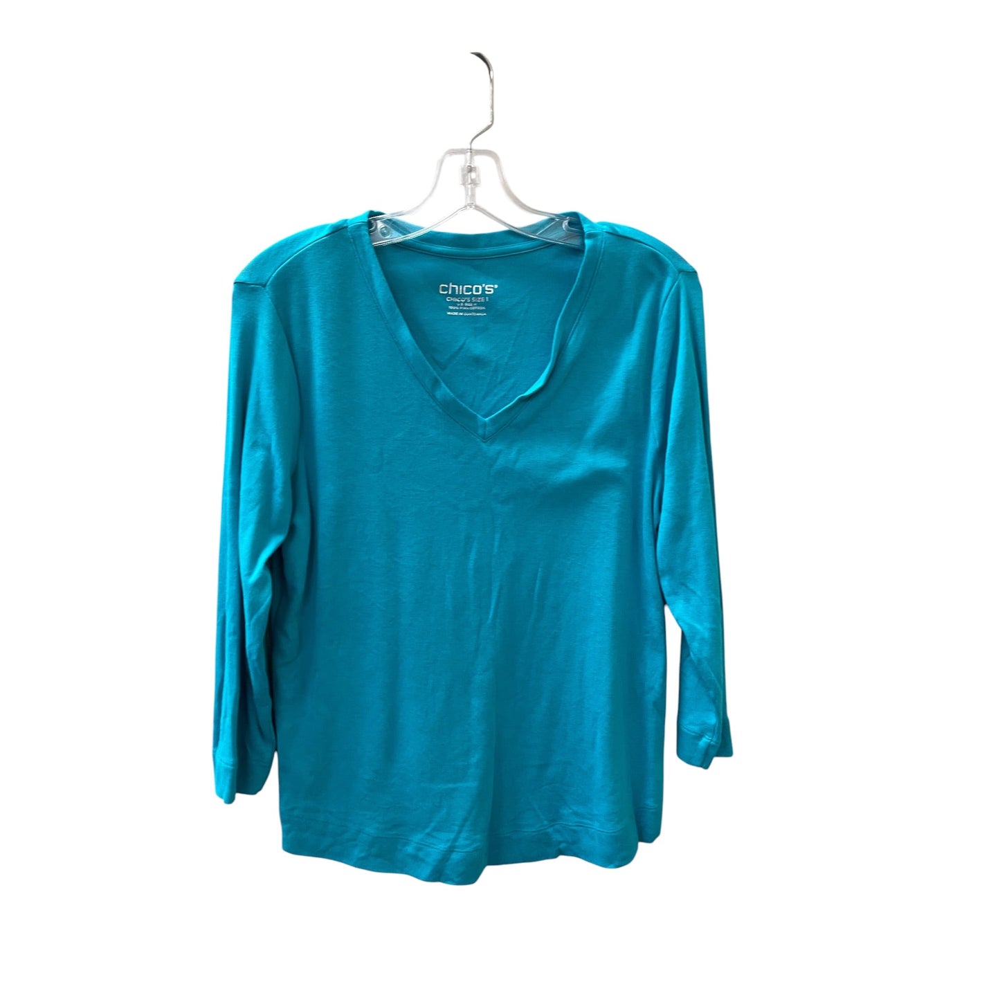 Top 3/4 Sleeve By Chicos In Aqua, Size:6