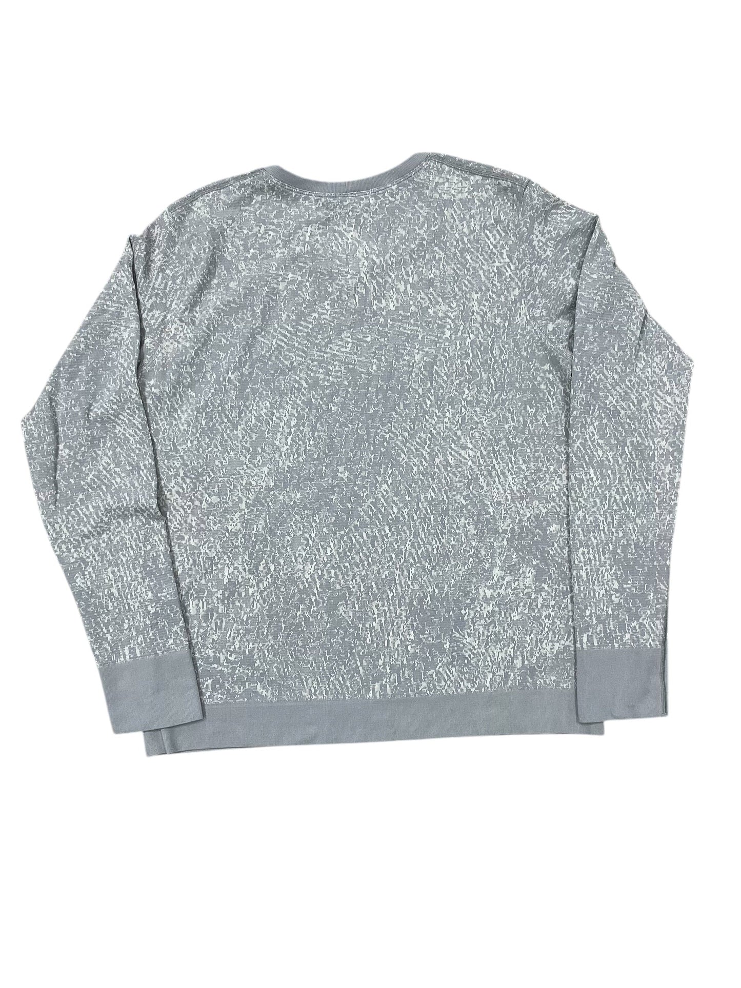 Athletic Top Ls Crewneck By Lululemon In Grey & White, Size:M
