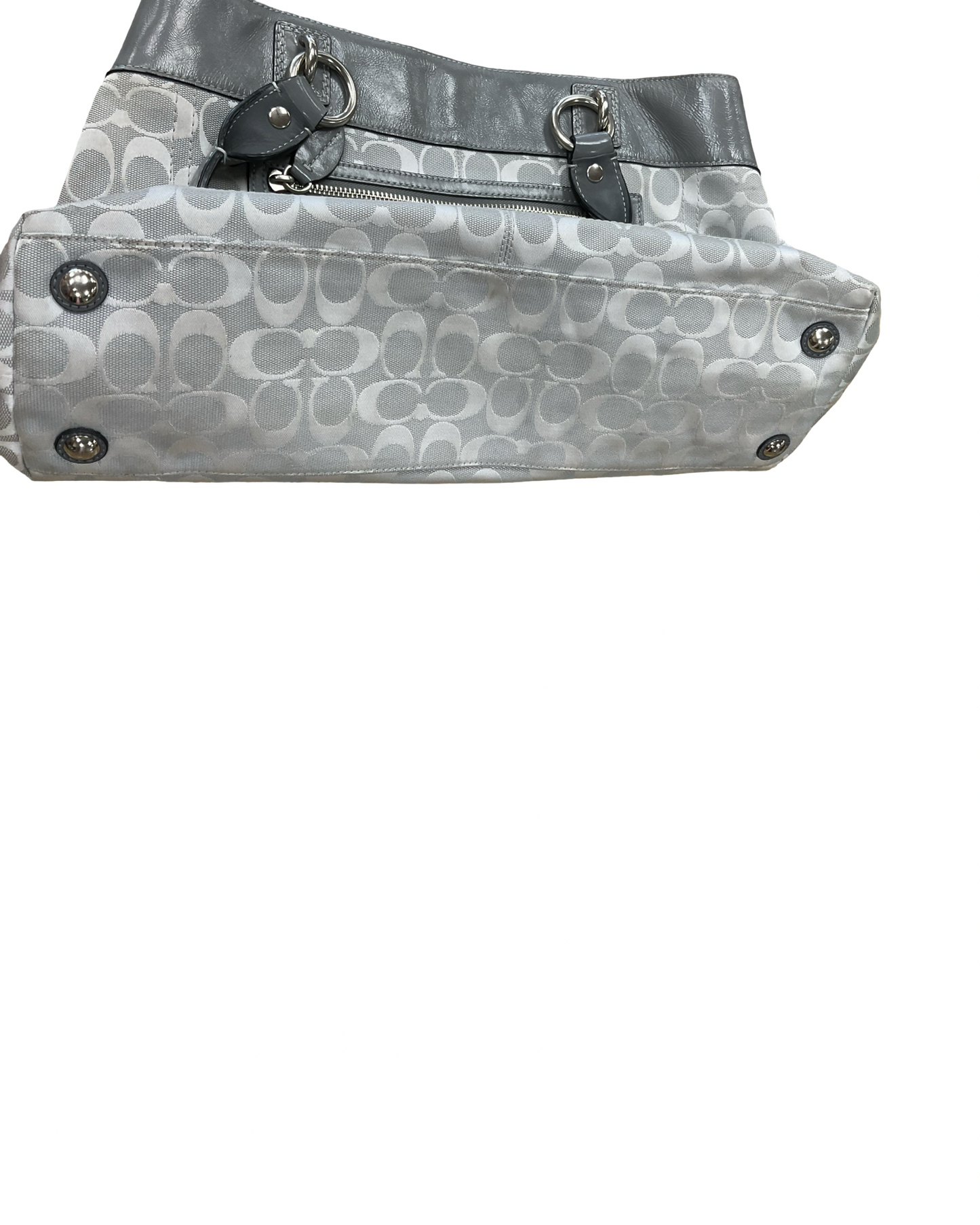 Handbag Designer By Coach In Grey & White, Size:Large