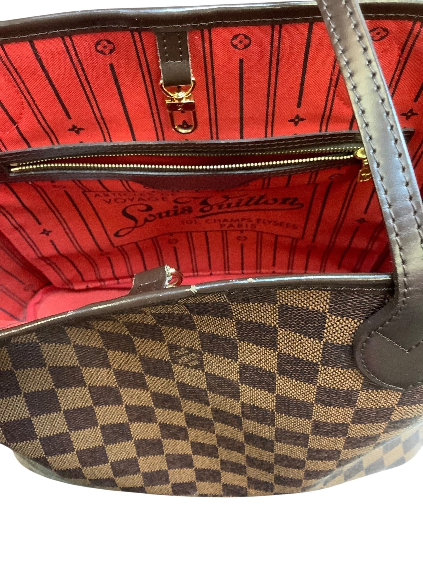 Handbag Luxury Designer By Louis Vuitton In Brown, Size:Large