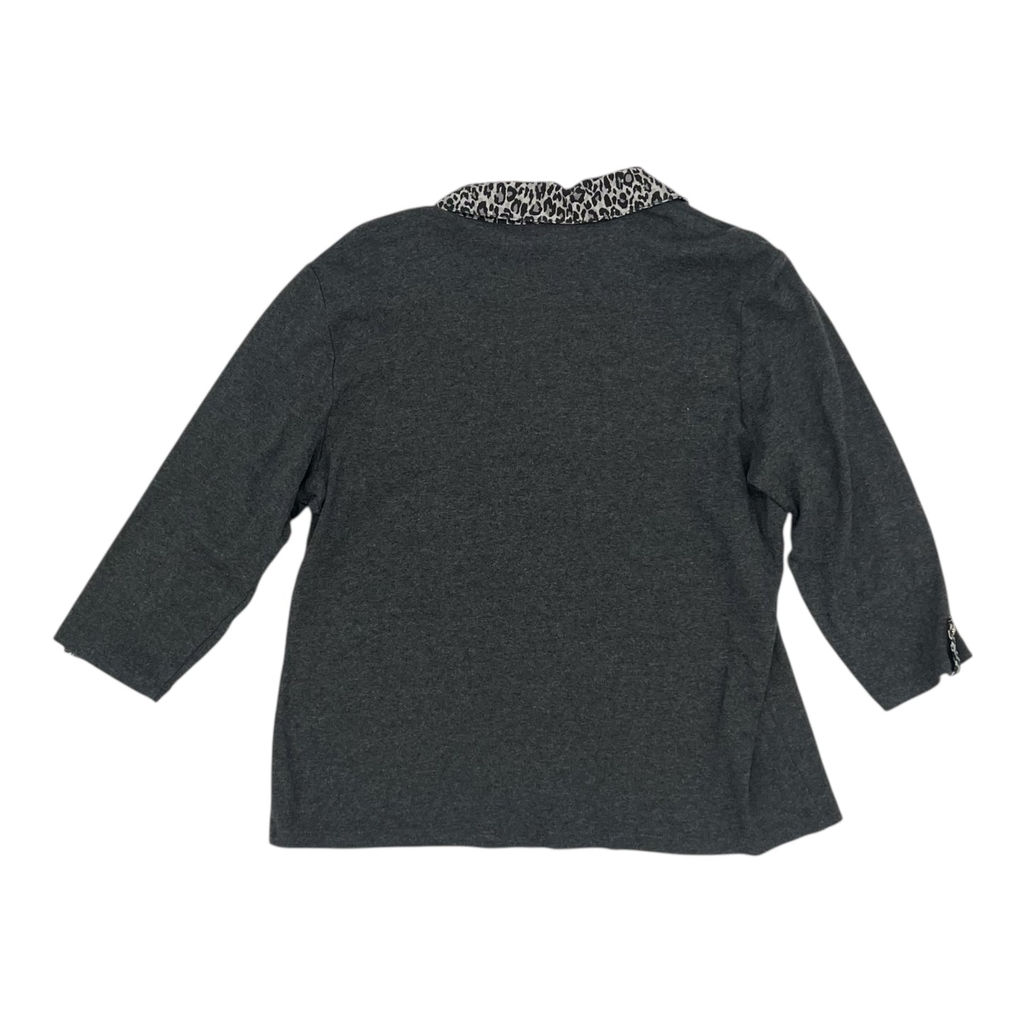 Top 3/4 Sleeve By Karen Scott In Grey, Size:Xl