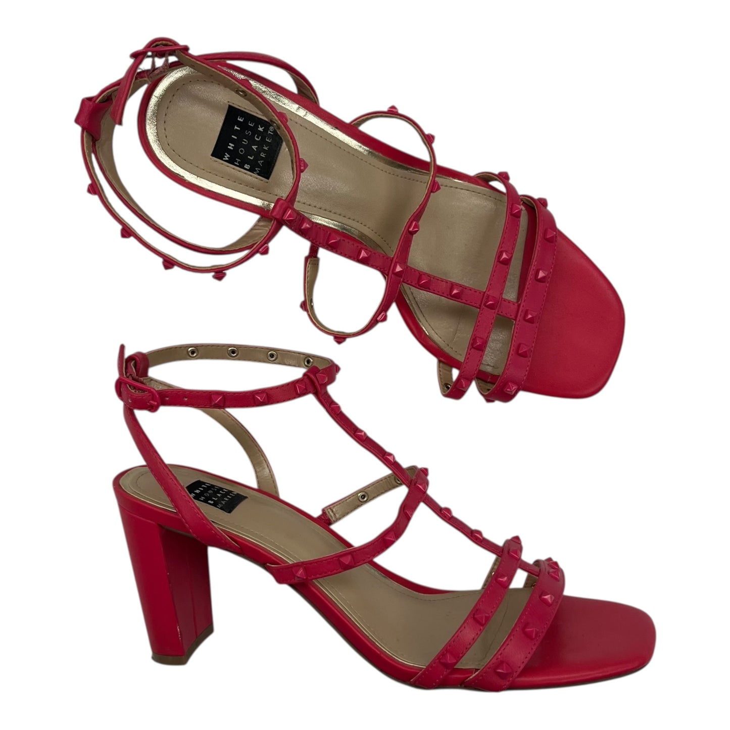 Sandals Heels Block By White House Black Market In Pink, Size:7.5