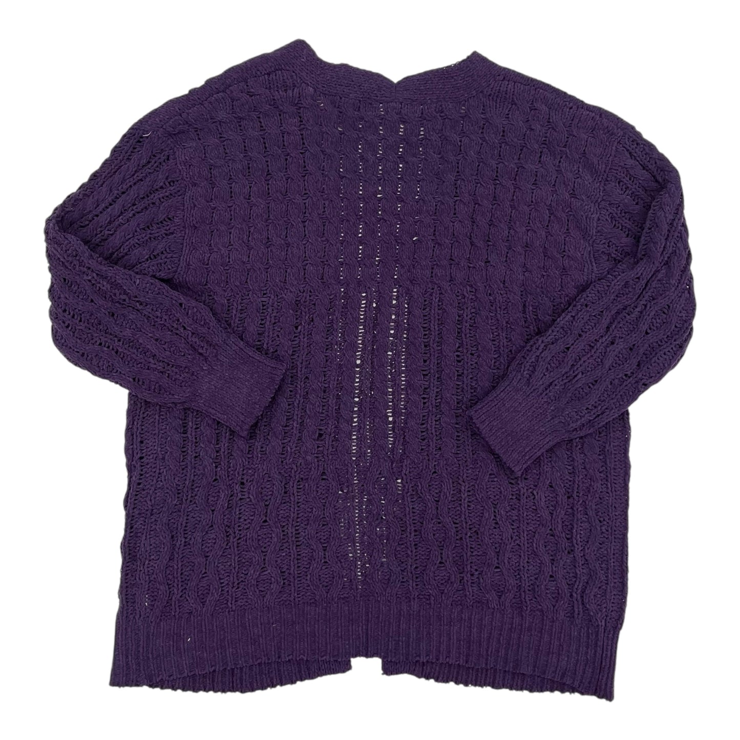 Sweater Cardigan By Terra & Sky In Purple, Size:Xl