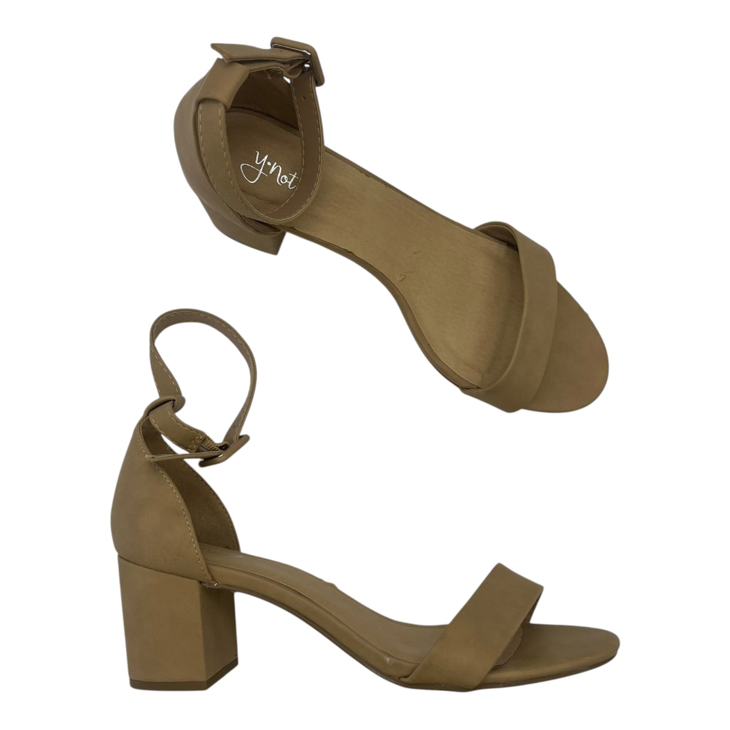 Sandals Heels Block By Clothes Mentor In Tan, Size:11