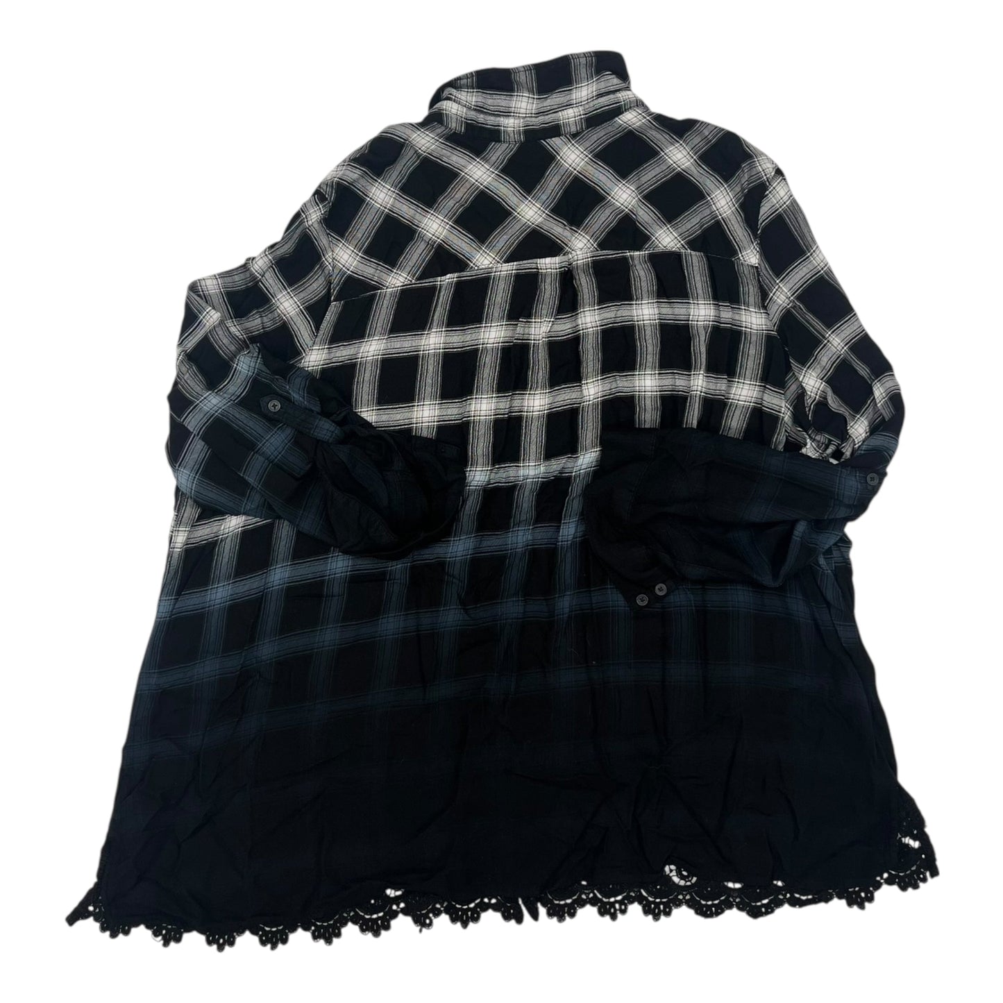 Blouse Ls By Avenue In Black & Blue, Size:4X