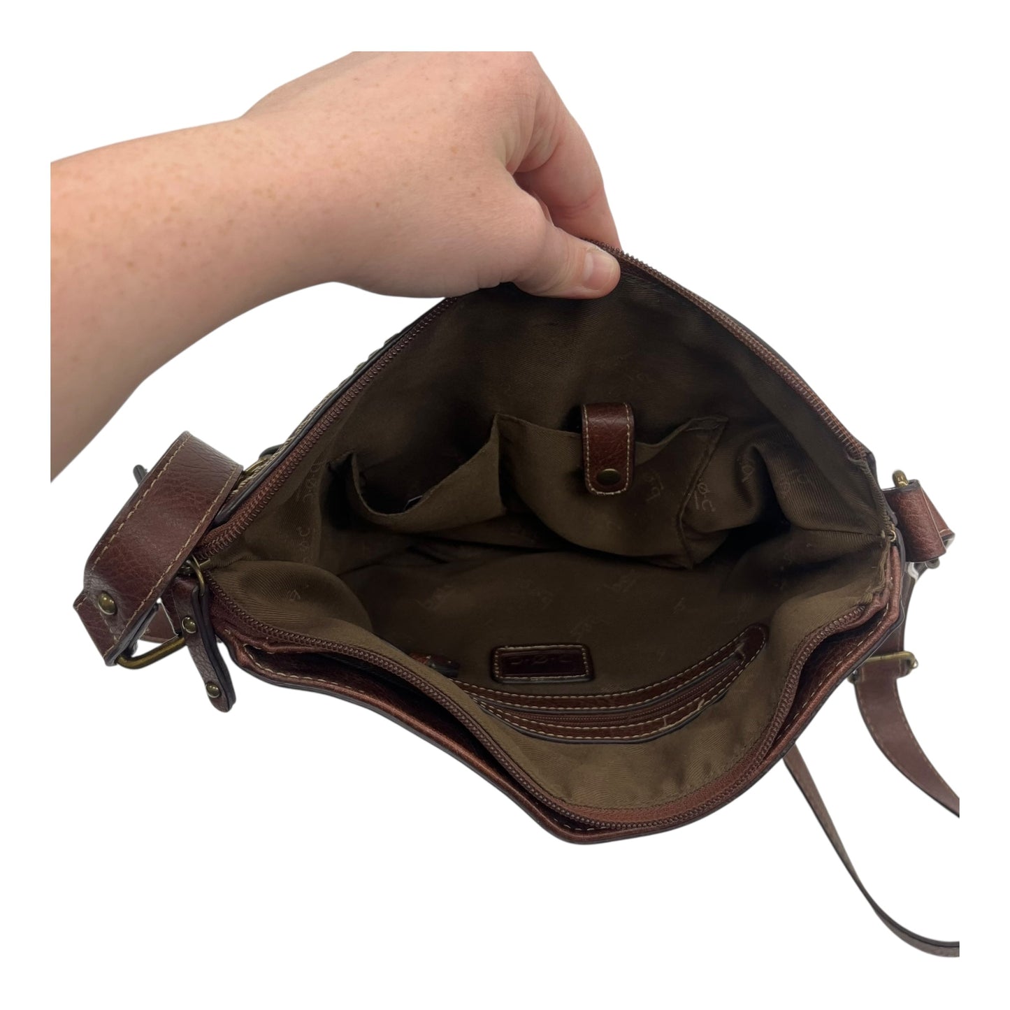 Crossbody Leather By Boc In Brown, Size:Medium