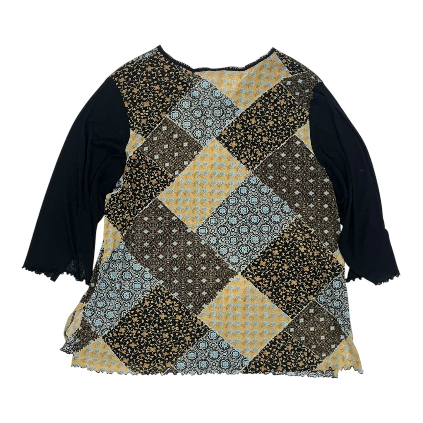 Blouse 3/4 Sleeve By Avenue In Tan, Size:4X