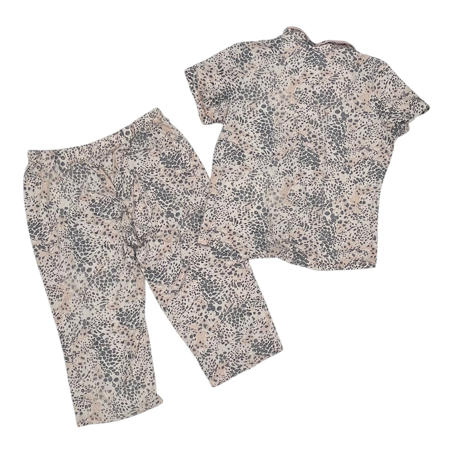 Lounge Set Pants By Gloria Vanderbilt In Grey & Pink, Size:L