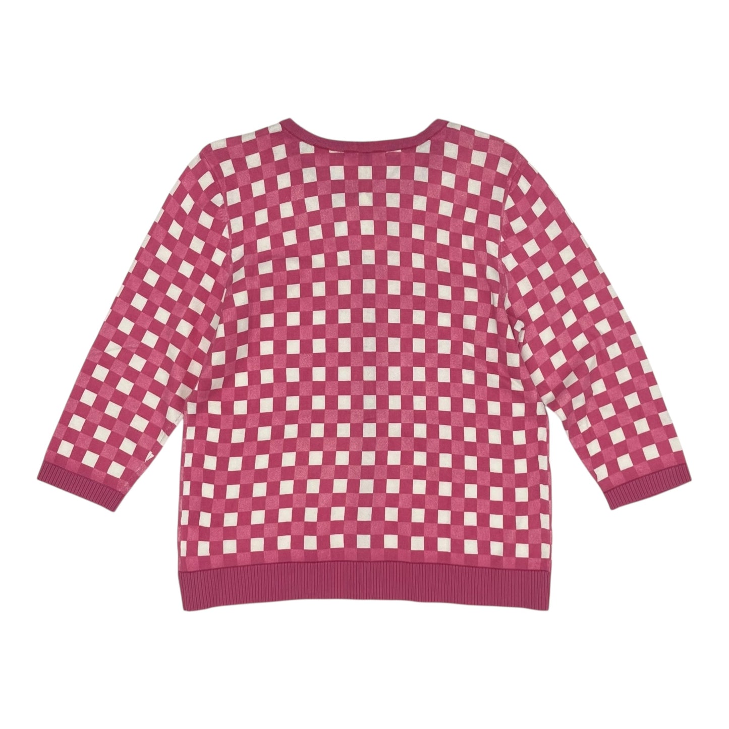 Sweater Cardigan By Christopher And Banks In Pink & White, Size:M