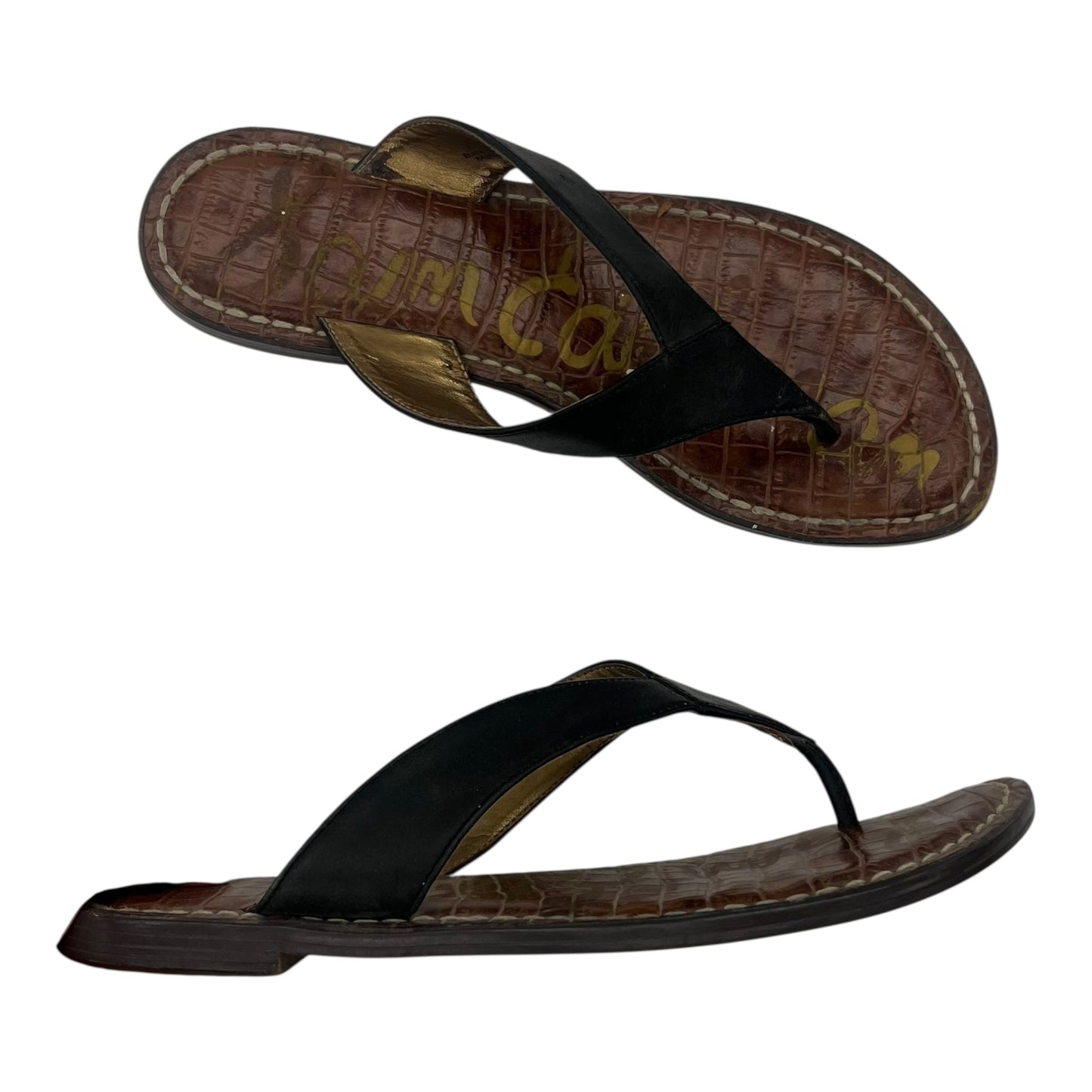 Sandals Flip Flops By Steve Madden In Black, Size:7.5