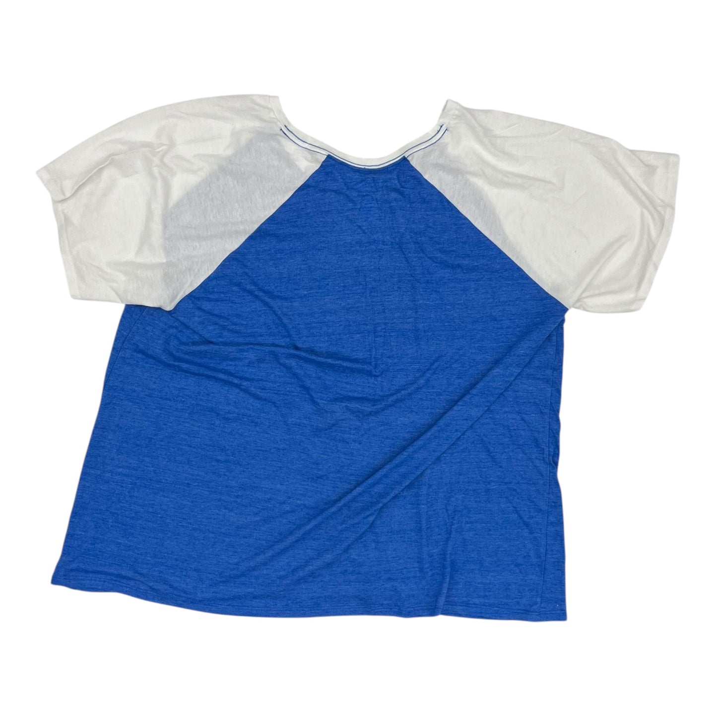 Athletic Top Ss By Majestic In Blue & White, Size:3X