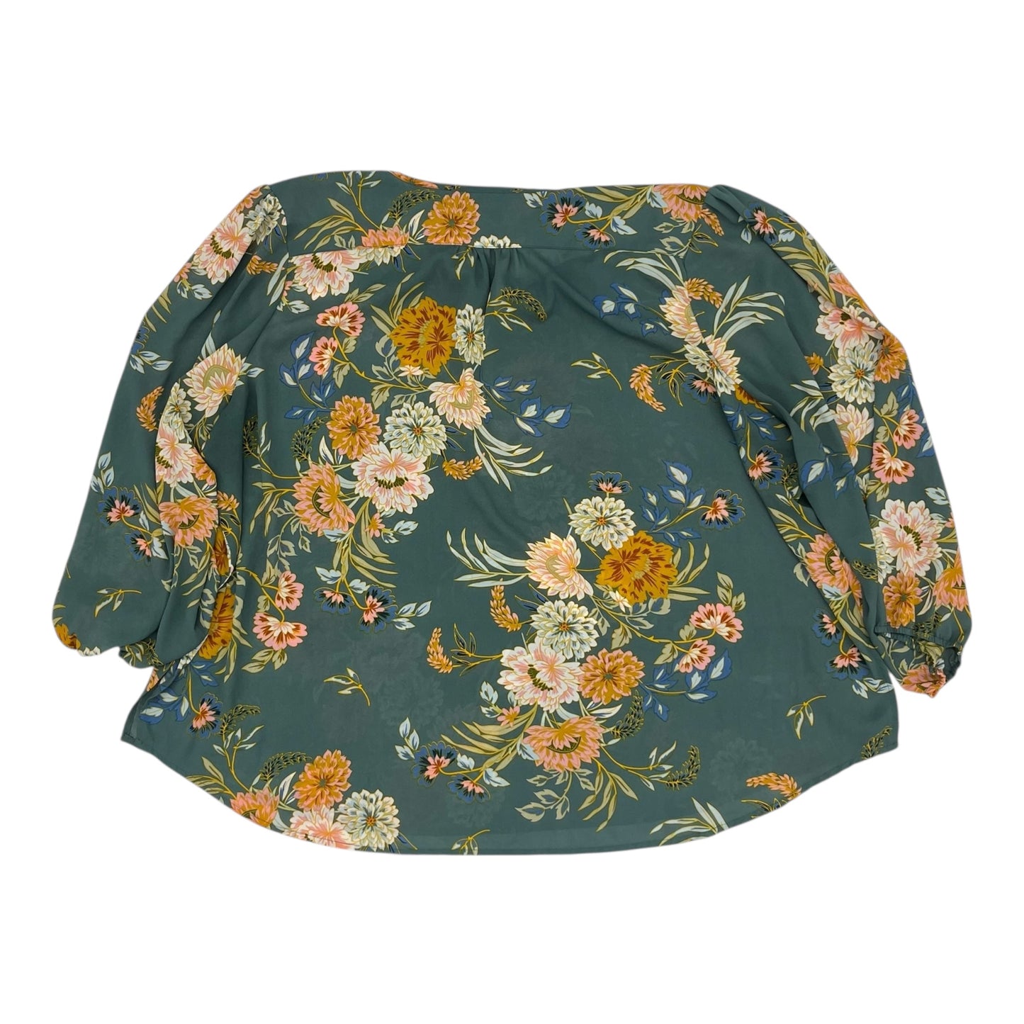 Blouse Ls By Monday Fun In Green, Size:3X