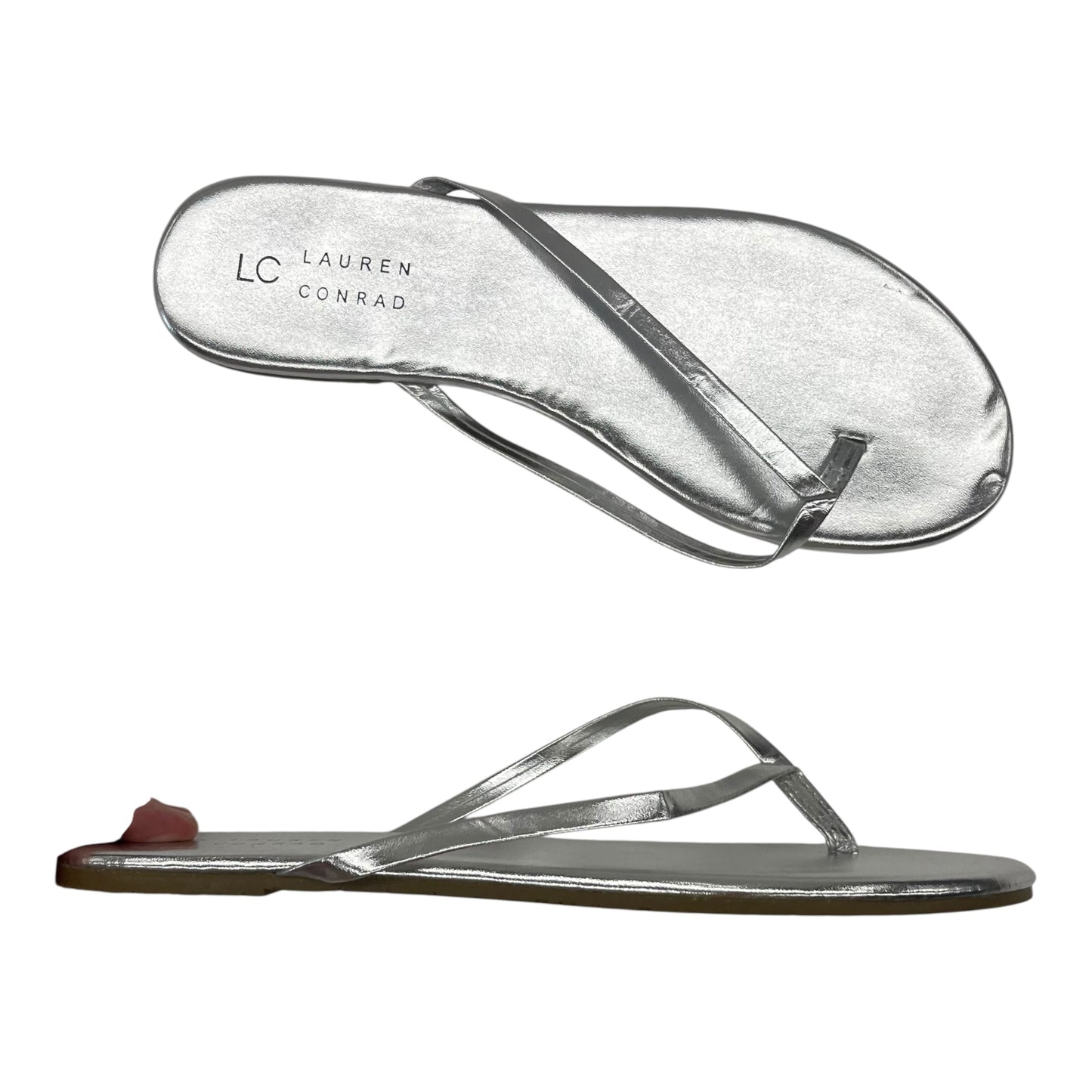 Sandals Flip Flops By Lc Lauren Conrad In Silver, Size:8