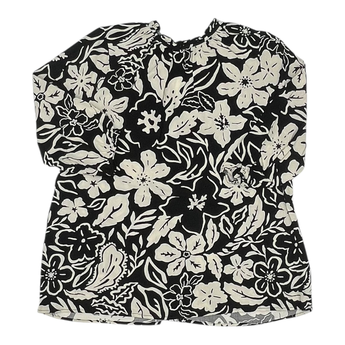 Blouse Ls By Clothes Mentor In Black & Cream, Size:1X