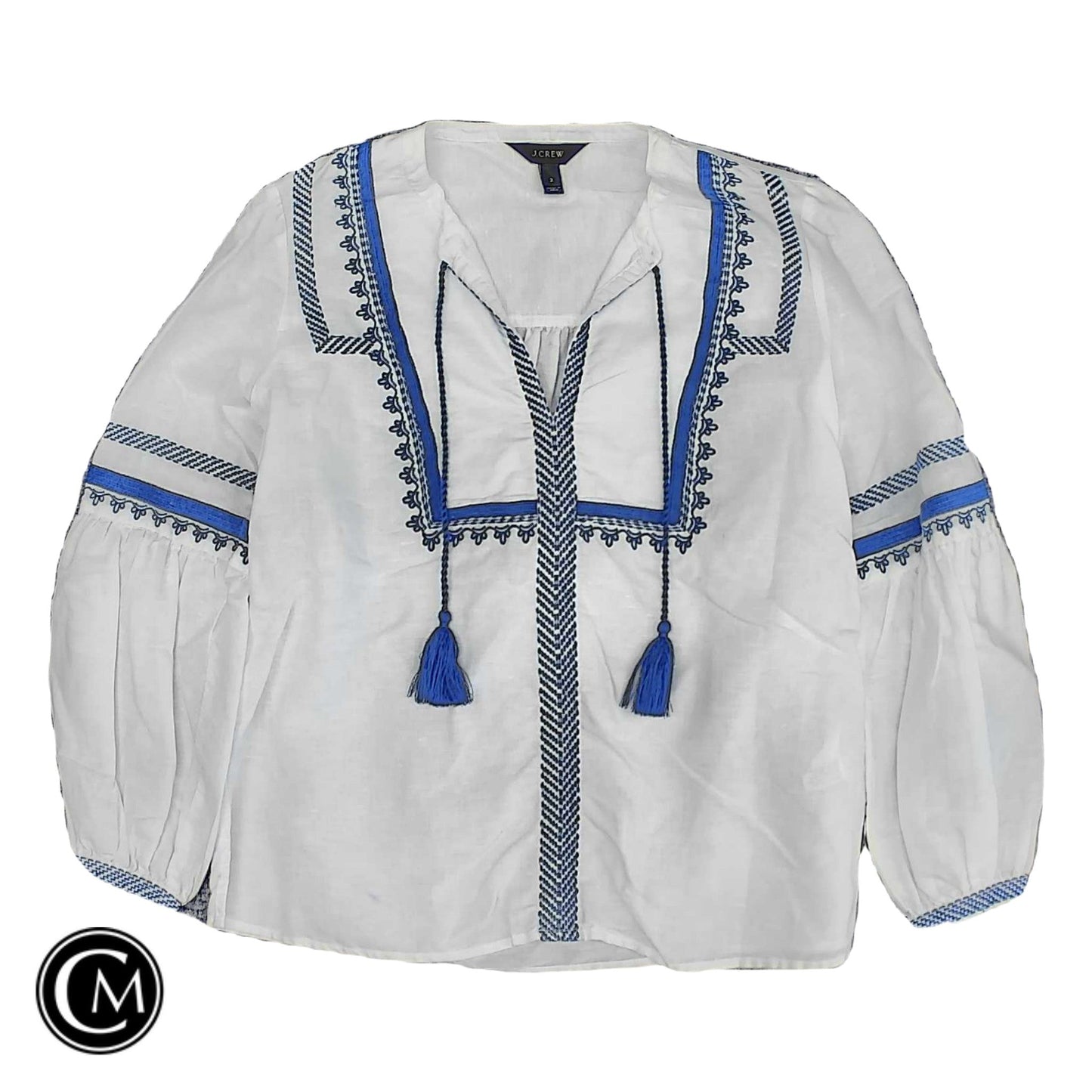 Top Ls By J. Crew In Blue & White, Size: 2 image 1