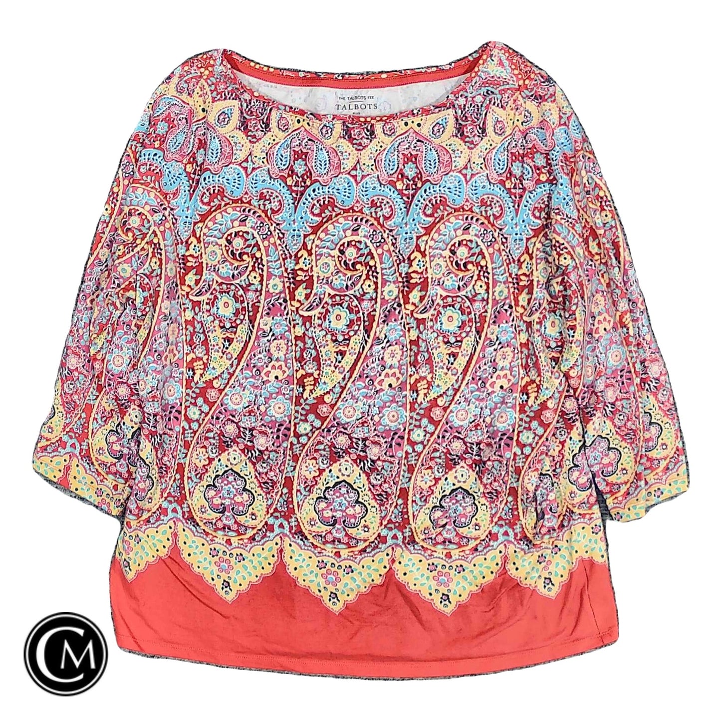 Top 3/4 Sleeve Basic By Talbots In Multi, Size: Xl
