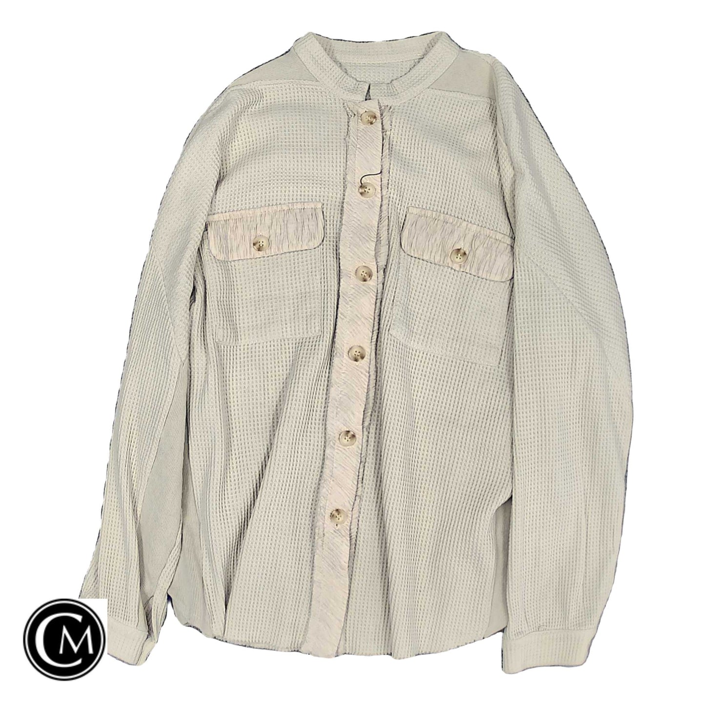 Jacket Shirt By Clothes Mentor In Beige, Size: Xl