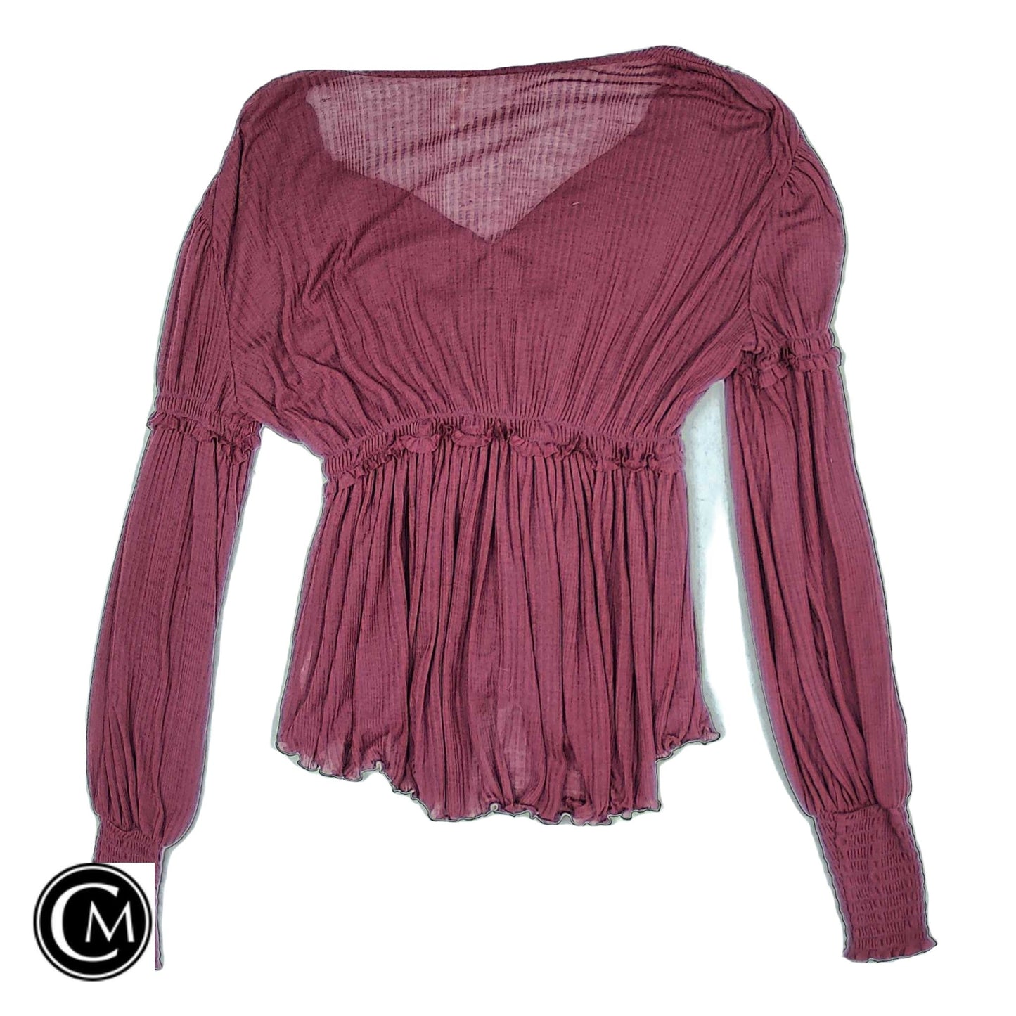 Blouse Ls By Free People In Maroon, Size: S