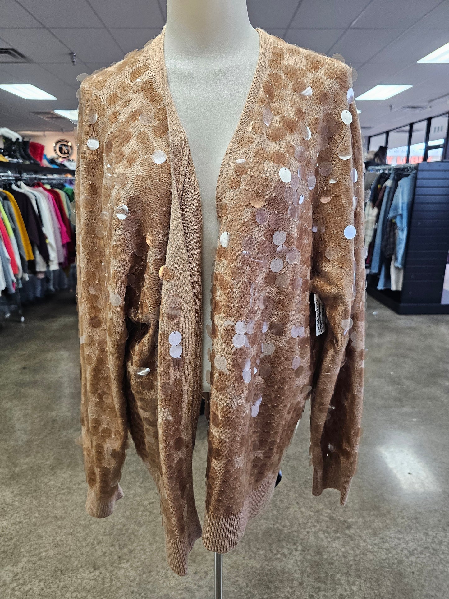 Sweater Cardigan By Chicos In Tan, Size:Xxl