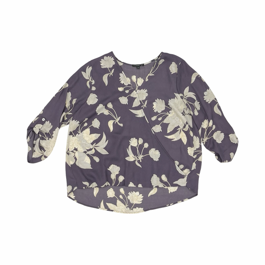 Blouse 3/4 Sleeve By West Kei In Purple & Tan, Size:M