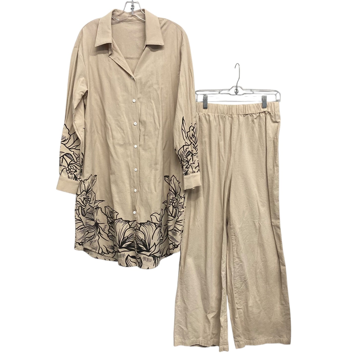 Pants Set 2Pc By Shein In Tan, Size:12
