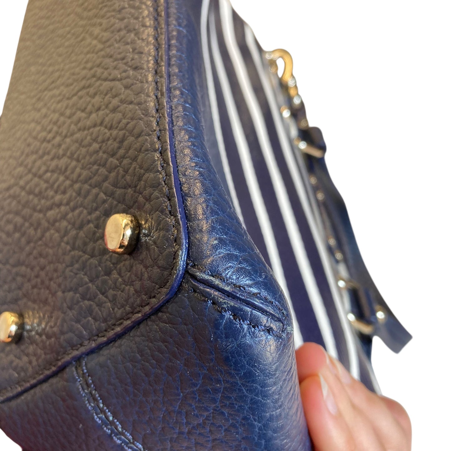 Handbag Designer By Kate Spade In Blue & White, Size:Medium