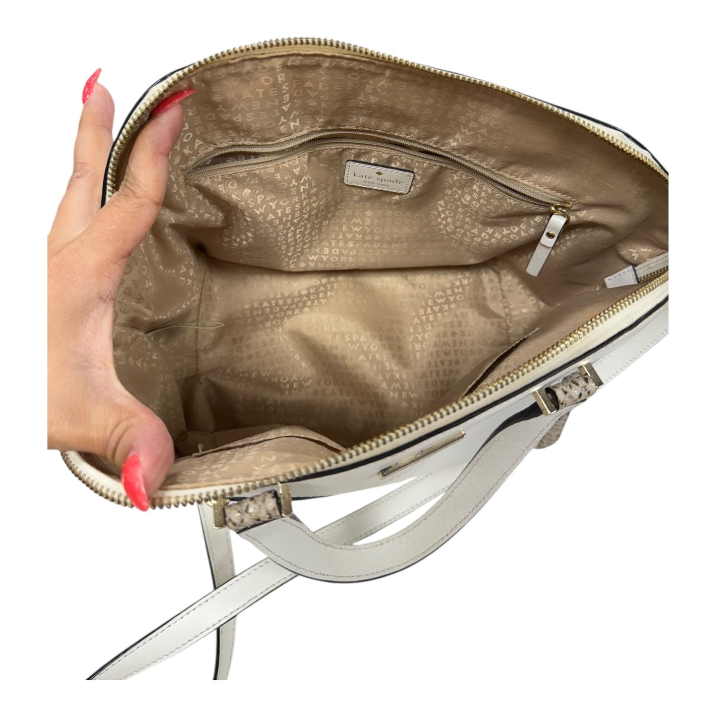 Handbag Designer By Kate Spade In Cream, Size:Medium