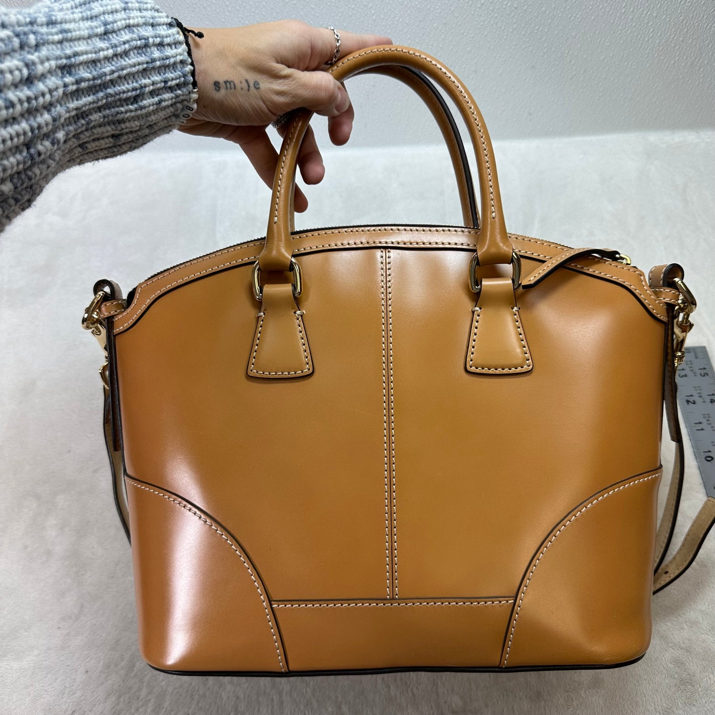 Domed Satchel Handbag Designer By Dooney And Bourke, Size: Medium