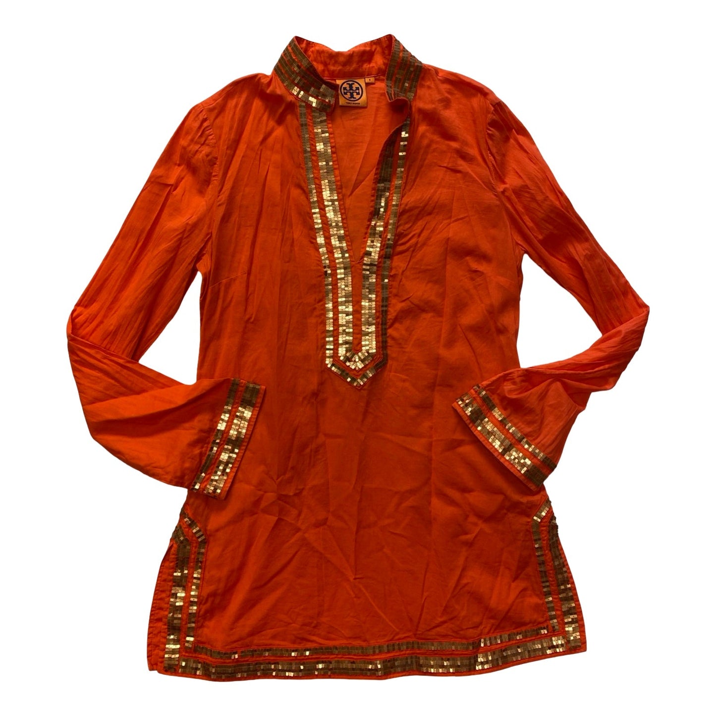 Top Ls Designer By Tory Burch In Orange, Size:8