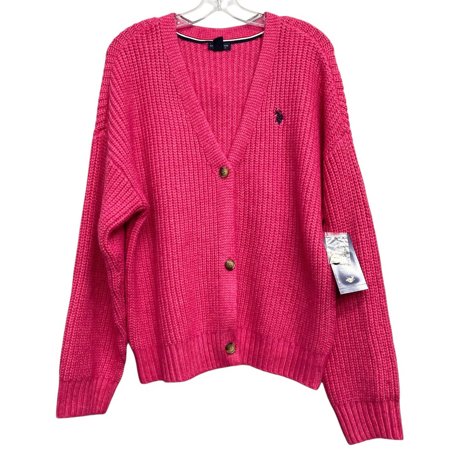 Sweater Cardigan By Polo Ralph Lauren In Pink, Size:1X