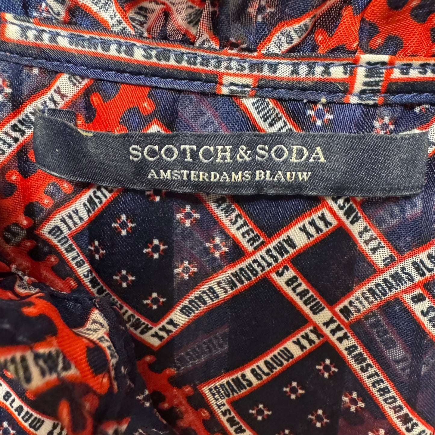 “Amsterdams Blauw” Top Long Sleeve By Scotch & Soda In Blue & Red & White, Size: L