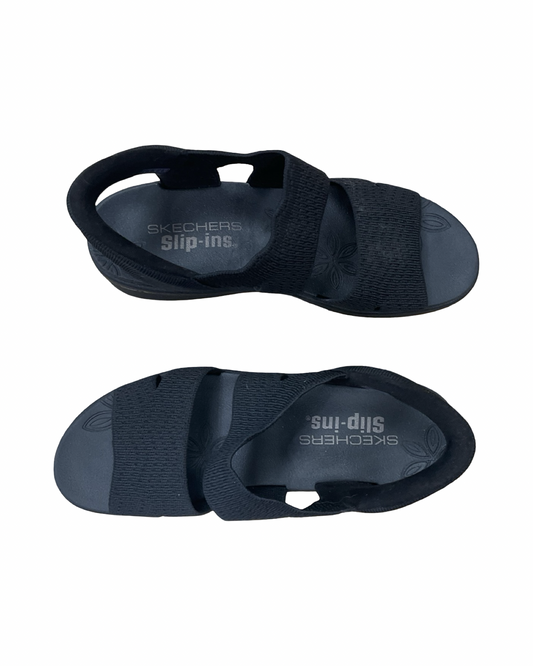 Sandals Heels Wedge By Skechers In Black, Size:9