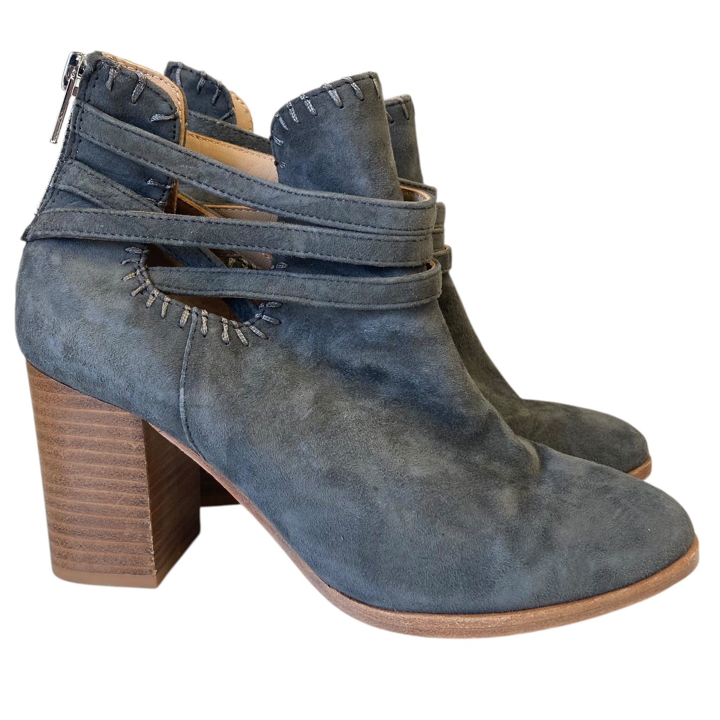 Boots Ankle Heels By Anthropologie In Grey, Size:6.5