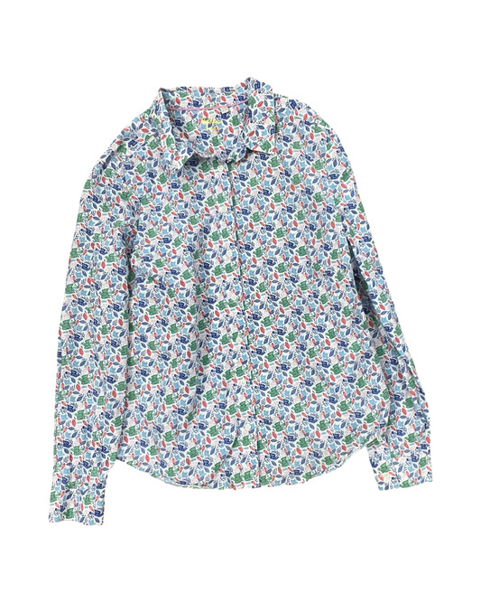 Blouse Ls By Boden In Blue & White, Size:L