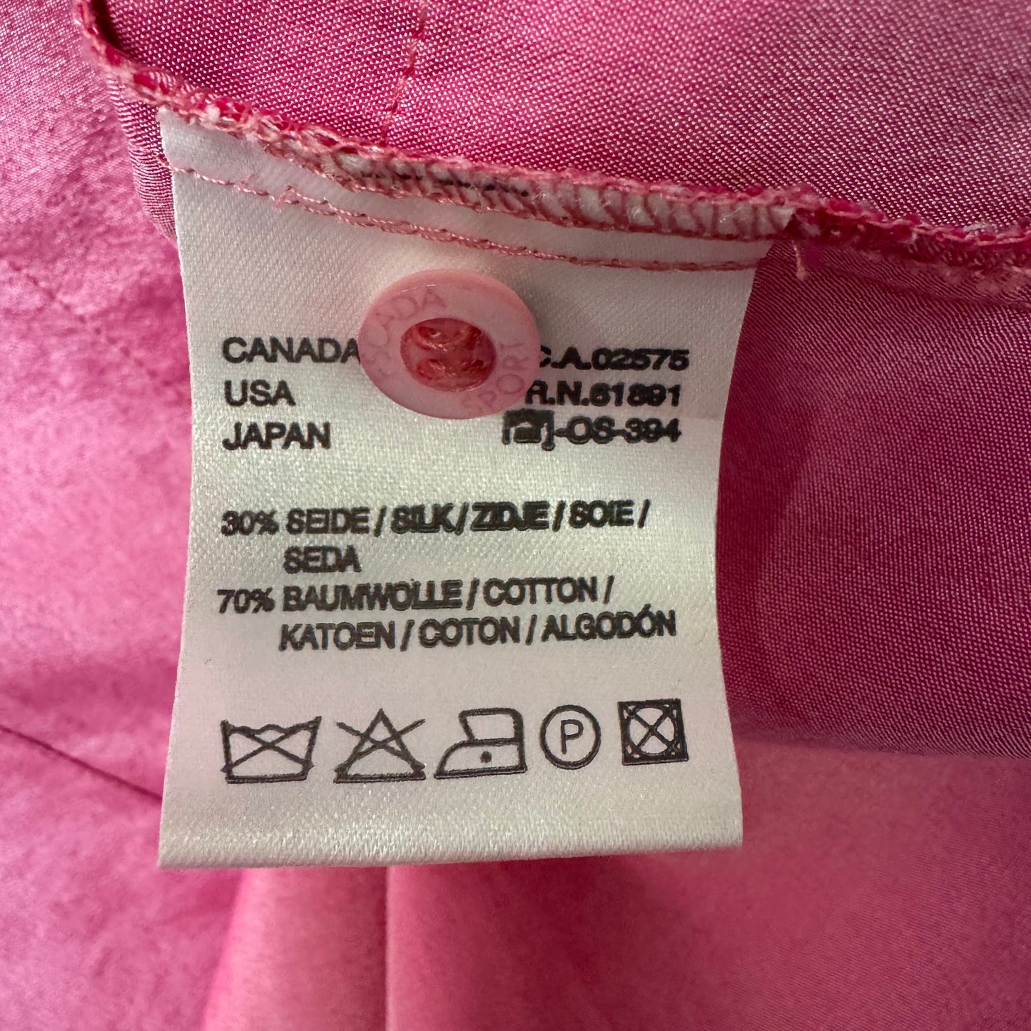 Silk Blend Shirt Designer By Escada Sport In Pink, Size: M