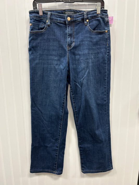 Jeans Straight By Liverpool In Blue Denim, Size:10