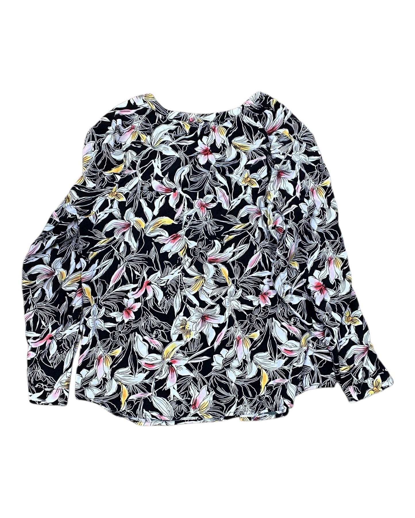Blouse Ls By Christopher And Banks In Black & White, Size:L